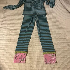 Matilda Jane Teal and Olive Striped Kids set pants new with tag‎